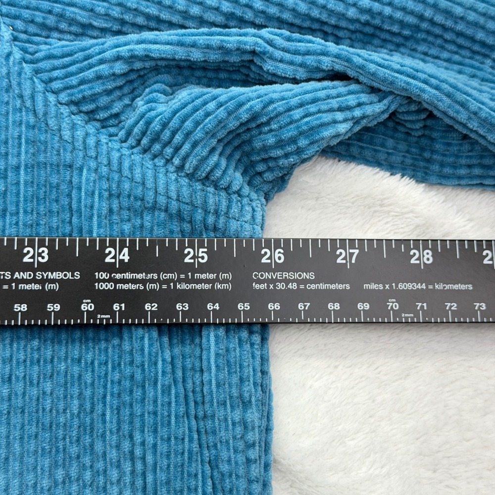 LL Bean Women's M Textured Cotton Corduroy Shirt Teal Button Front Casual - Picture 10 of 12